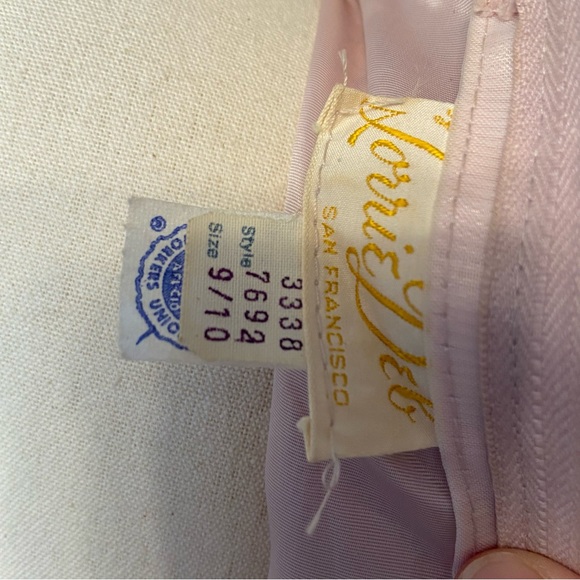 Vintage 1970s Lorrie Deb blue and purple flocked floral long sleeve dress - Picture 8 of 8